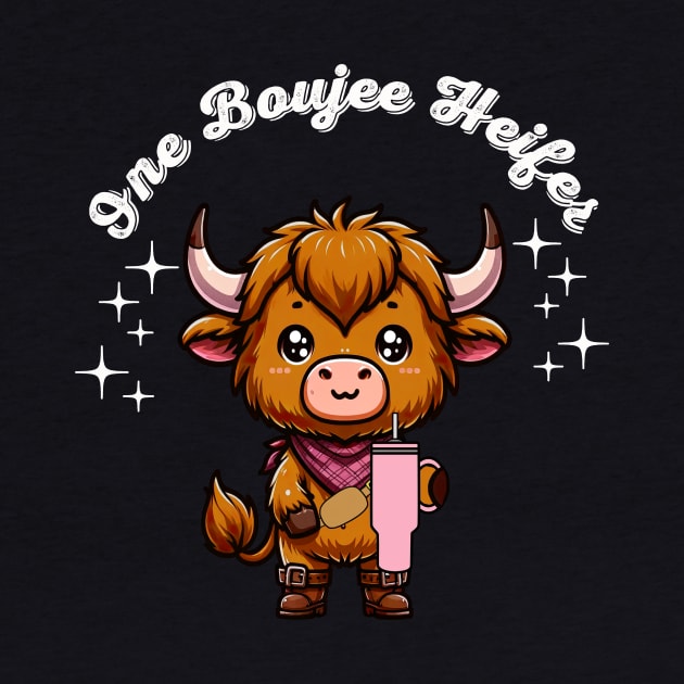 Boujee Heifer Highland Cow Valentines Day Farmyard Animal by SilverLake